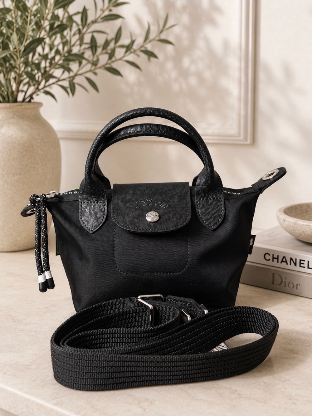 Longchamp Mini Top-Handle Crossbody Bag in Black